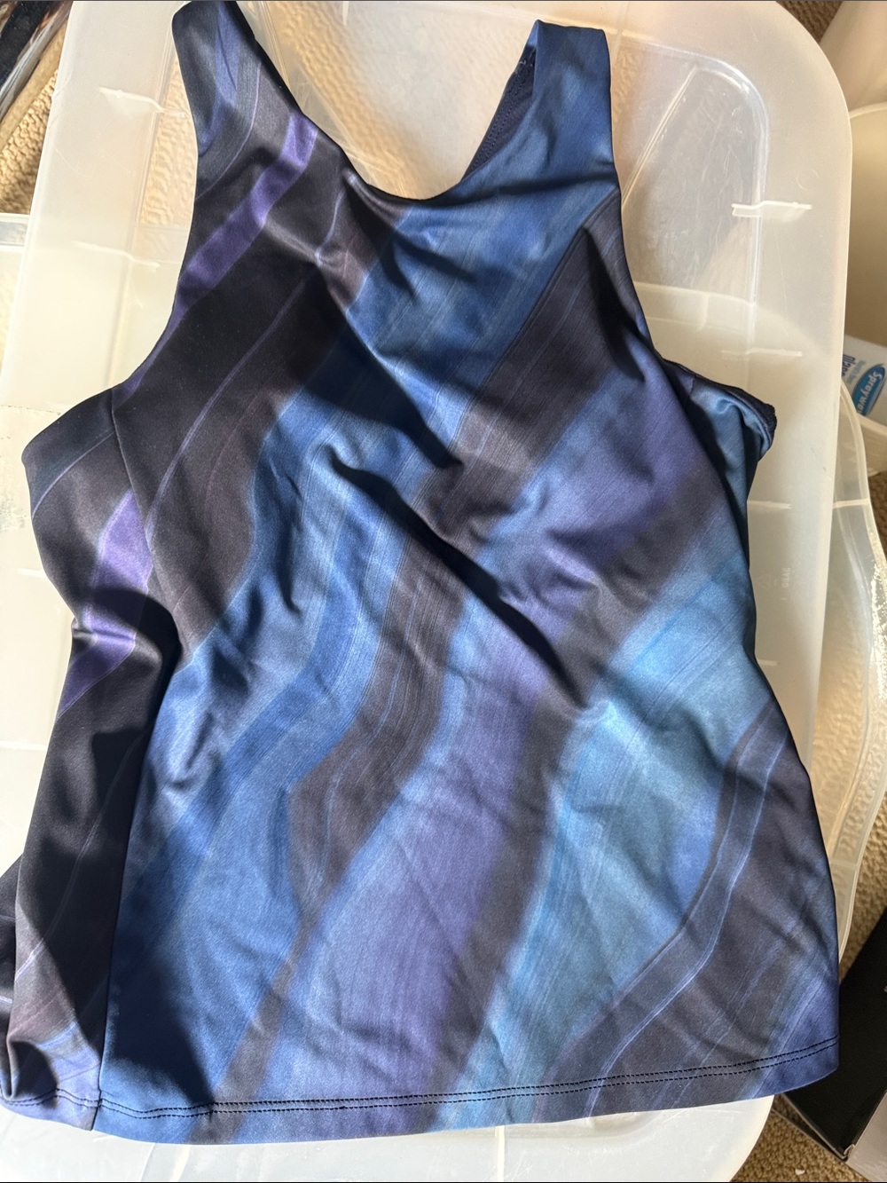 Athleta brand  Blue and Navy Swirl Athletic Tank Top Size small